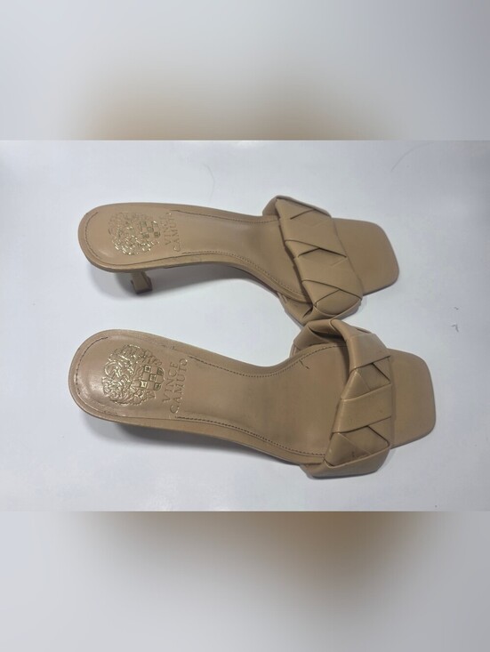 Vince Camuto Shoes - Vince Camuto Endonta Nude Braided Leather Slide Sandals Women’s Size 8.5 M